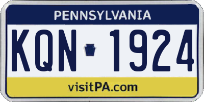 PA license plate KQN1924