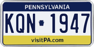 PA license plate KQN1947