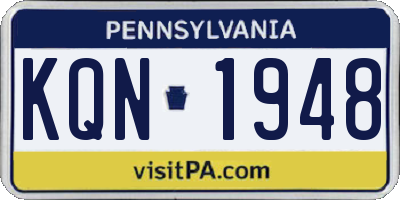 PA license plate KQN1948