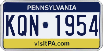 PA license plate KQN1954