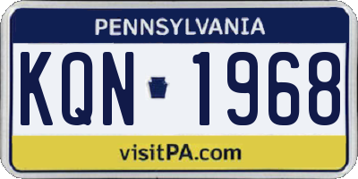 PA license plate KQN1968