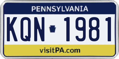 PA license plate KQN1981