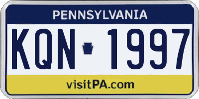 PA license plate KQN1997