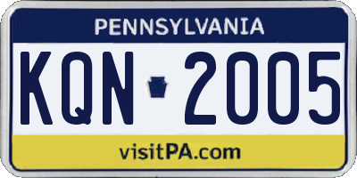PA license plate KQN2005