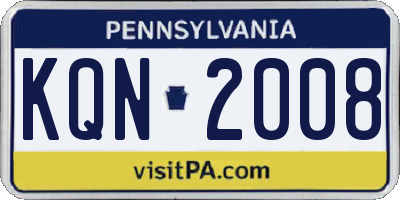 PA license plate KQN2008