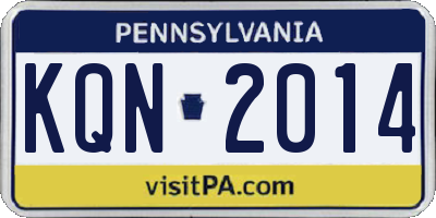 PA license plate KQN2014
