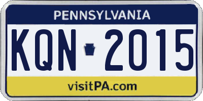 PA license plate KQN2015