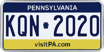 PA license plate KQN2020