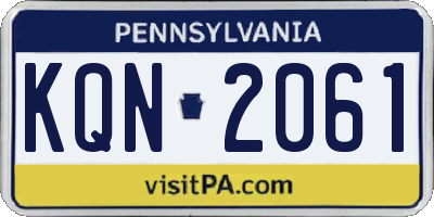 PA license plate KQN2061