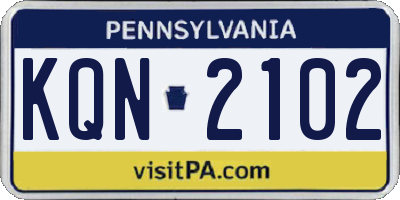 PA license plate KQN2102