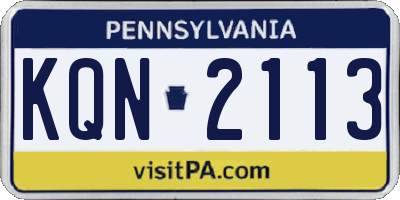 PA license plate KQN2113