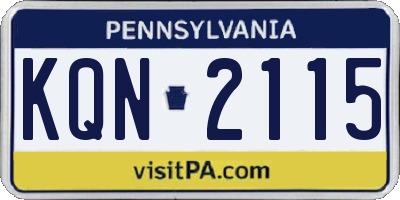 PA license plate KQN2115