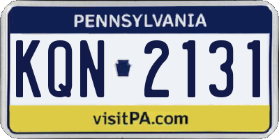 PA license plate KQN2131