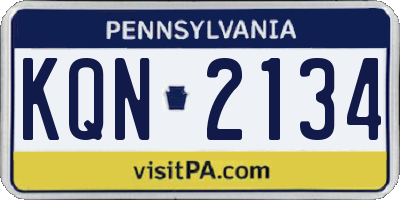 PA license plate KQN2134