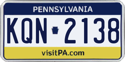 PA license plate KQN2138