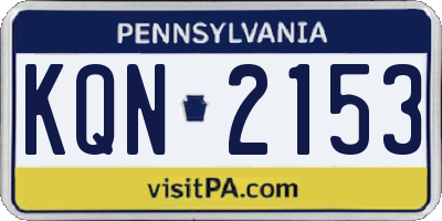 PA license plate KQN2153