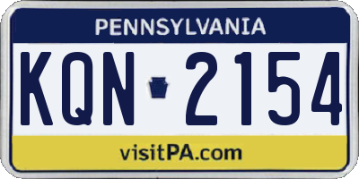 PA license plate KQN2154