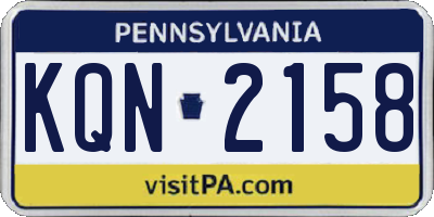 PA license plate KQN2158