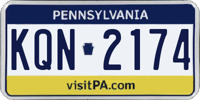 PA license plate KQN2174