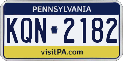 PA license plate KQN2182