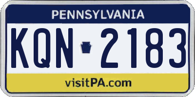 PA license plate KQN2183