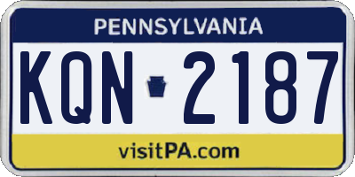 PA license plate KQN2187