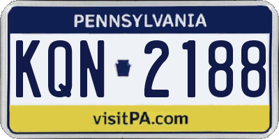PA license plate KQN2188