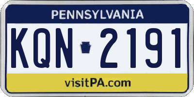 PA license plate KQN2191