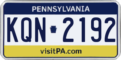 PA license plate KQN2192