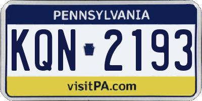 PA license plate KQN2193