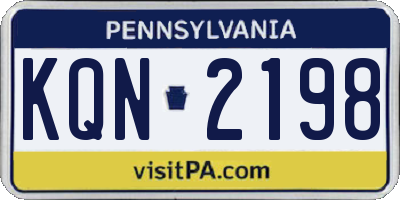 PA license plate KQN2198