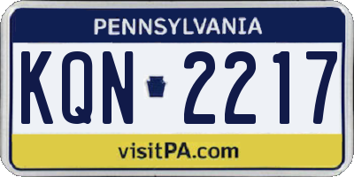 PA license plate KQN2217