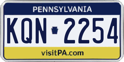 PA license plate KQN2254