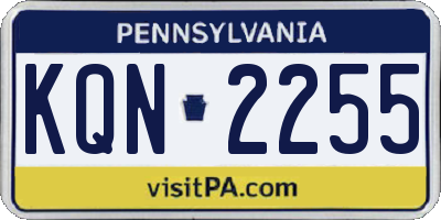 PA license plate KQN2255