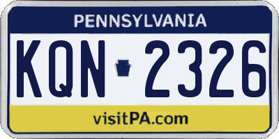 PA license plate KQN2326
