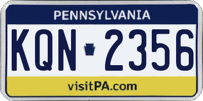 PA license plate KQN2356