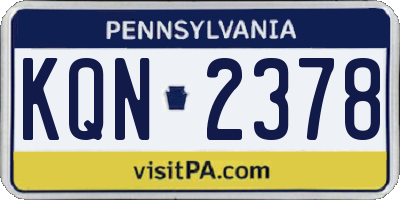 PA license plate KQN2378