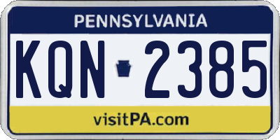 PA license plate KQN2385