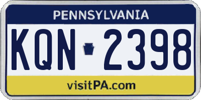 PA license plate KQN2398