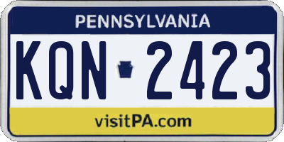 PA license plate KQN2423