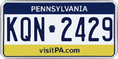 PA license plate KQN2429
