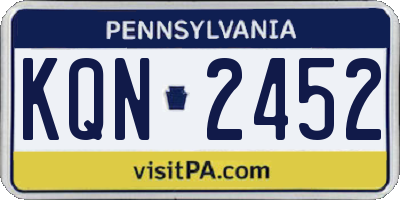 PA license plate KQN2452
