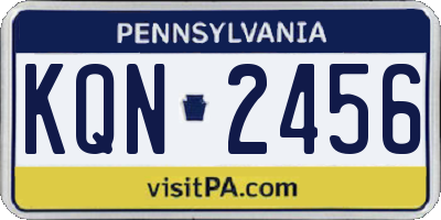 PA license plate KQN2456