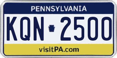 PA license plate KQN2500