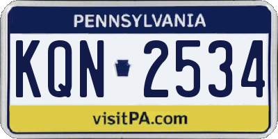 PA license plate KQN2534