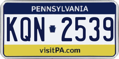 PA license plate KQN2539