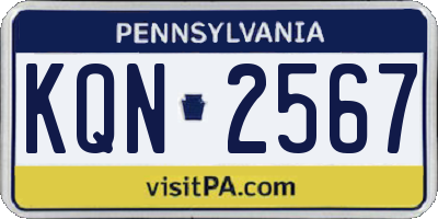 PA license plate KQN2567