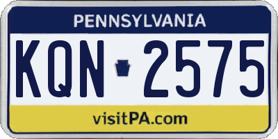 PA license plate KQN2575