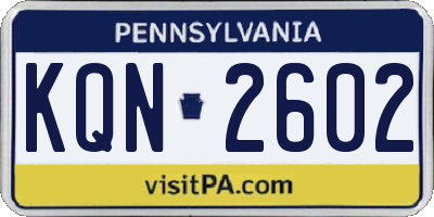 PA license plate KQN2602