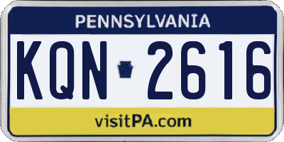 PA license plate KQN2616